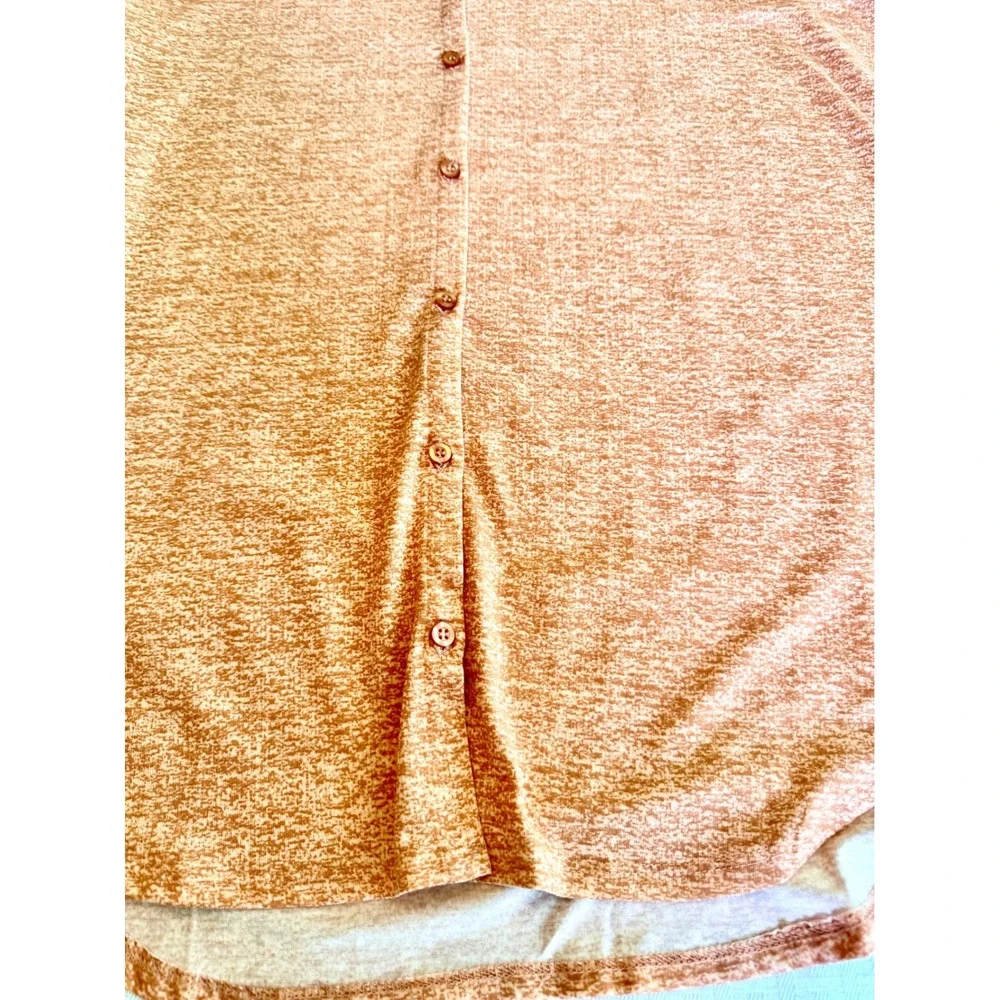 LuLaRoe Valentina Top Orange White Space Dye Button Down Tunic Large NEW